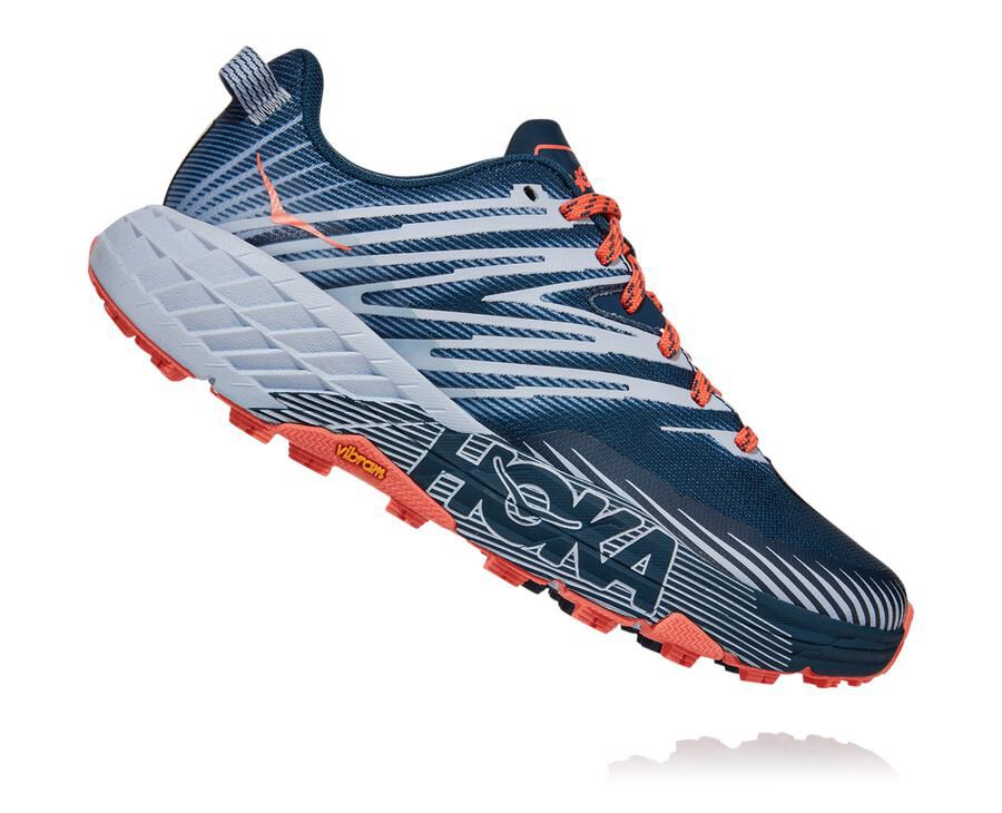 Hoka One One Trailsko Dame - Speedgoat 4 - Mørkeblå/Hvide - 538261NRA